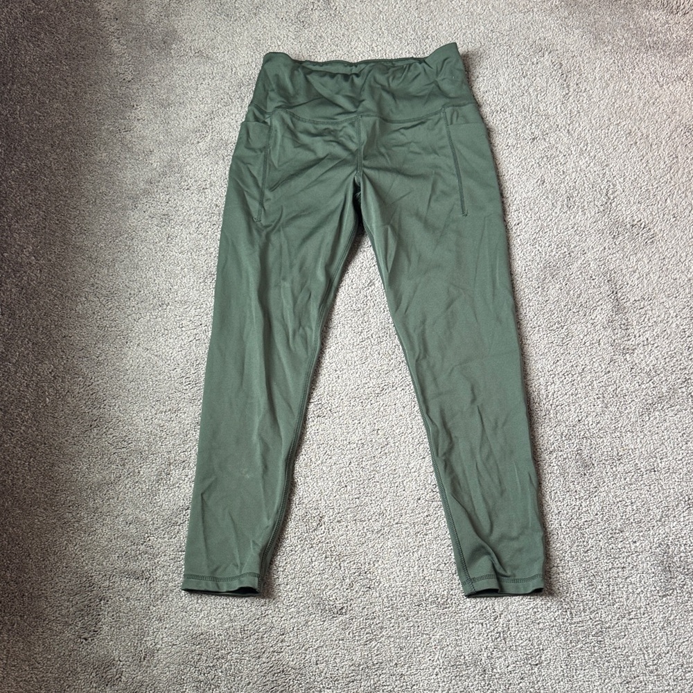 Ebb & Flow Green High Rise Leggings Stretch Activewear Workout Pants SIZE M